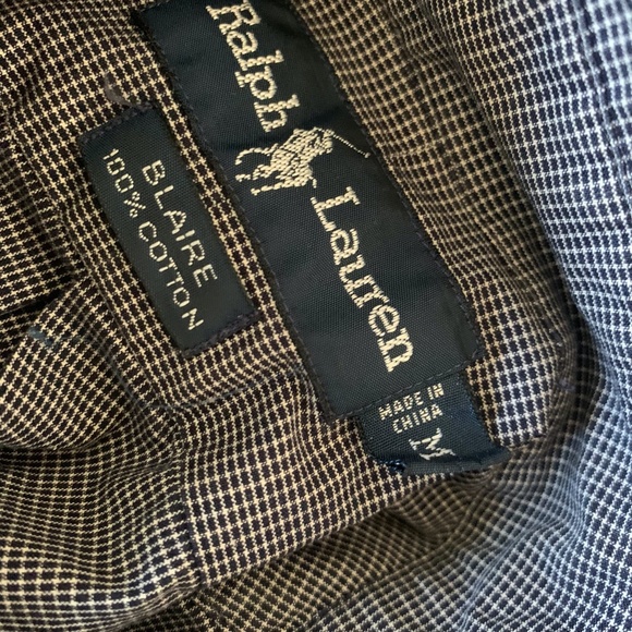 RALPH LAUREN Men's LS BLAIRE Cotton Button Up sz. M Shirt Gingham Check Blue - Picture 7 of 14